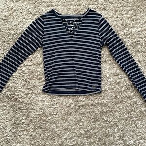 Navy and White Striped Hollister Crop top